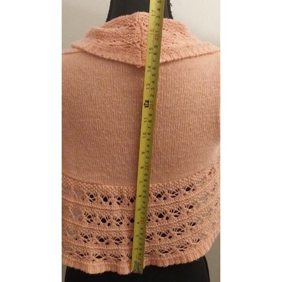 Peach Open-Knit Shrug Cardigan Its Our Time Girls Size 7/8 Lightweight Layering - Picture 5 of 7